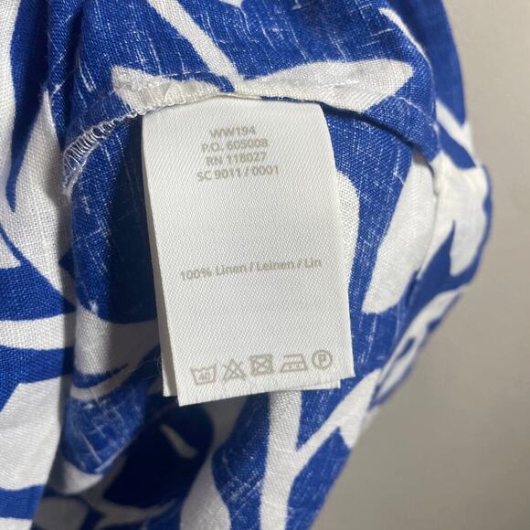 Boden Petite Size 6/6P Floral Casual Linen Tunic Dress Blue White 3/4 Sleeves - Picture 9 of 11